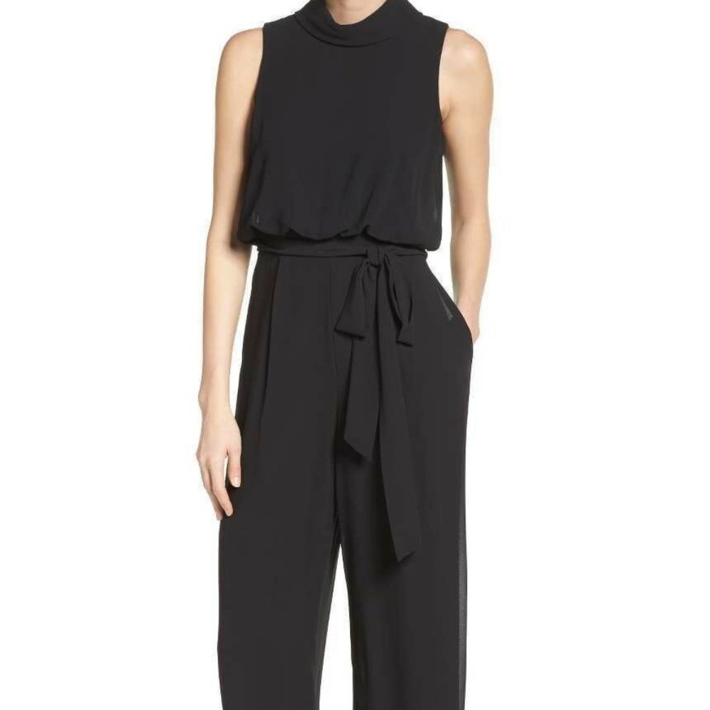 VINCE CAMUTO Black Blouson Chiffon Jumpsuit - 8